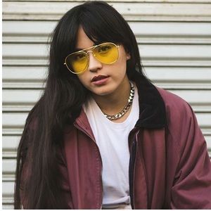 Transparent Yellow Aviator Sunglasses